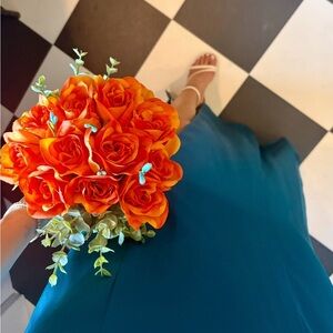 Orange Rose Wedding Bridesmaid Bouquet